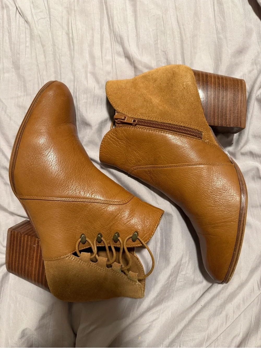 Women’s Aldo Tan Leather Block Heel Ankle Boot